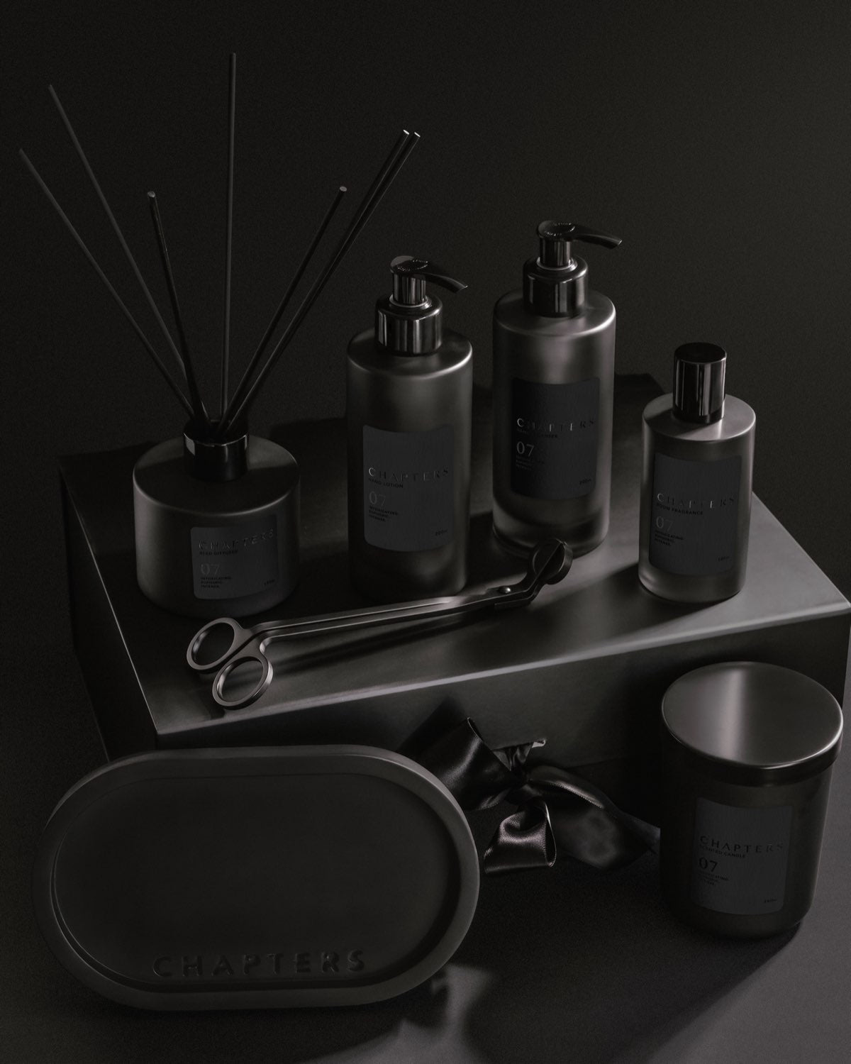 The Chapter 07 First Edition Set: tray, wick trimmer and the full range
