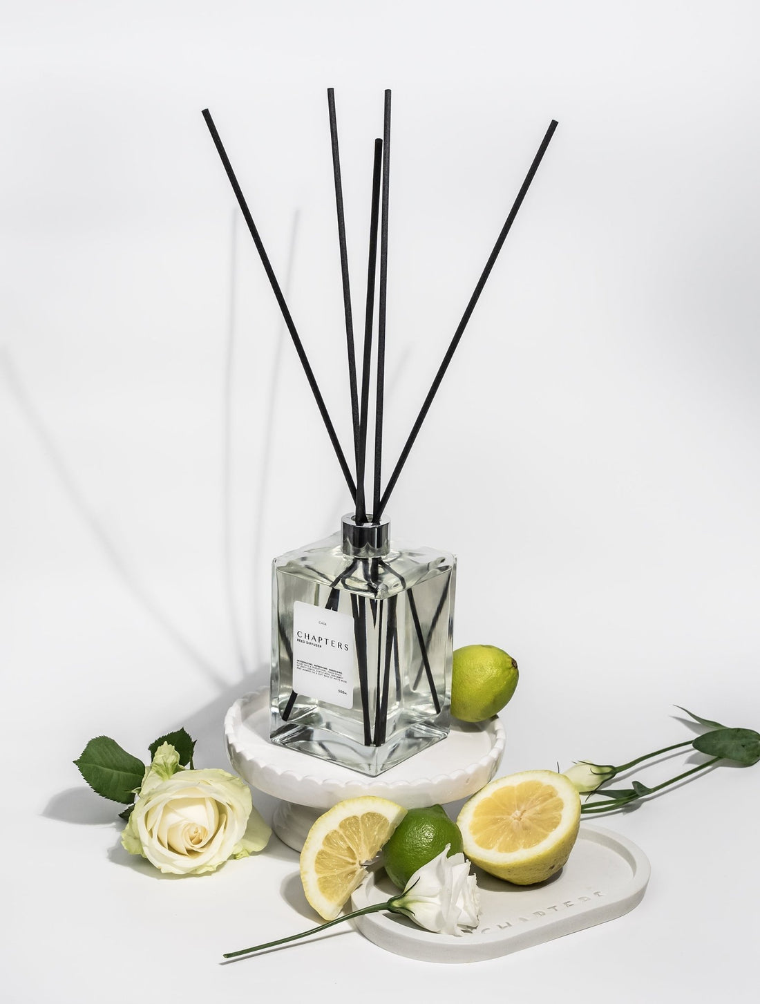 CH04 Deluxe Reed Diffuser with citrus fruit accents and bright styling